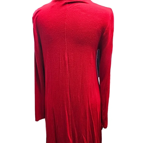 Kensie Red Jersey Knit Dress Draped Sides With Pockets Size Medium - Picture 5 of 9